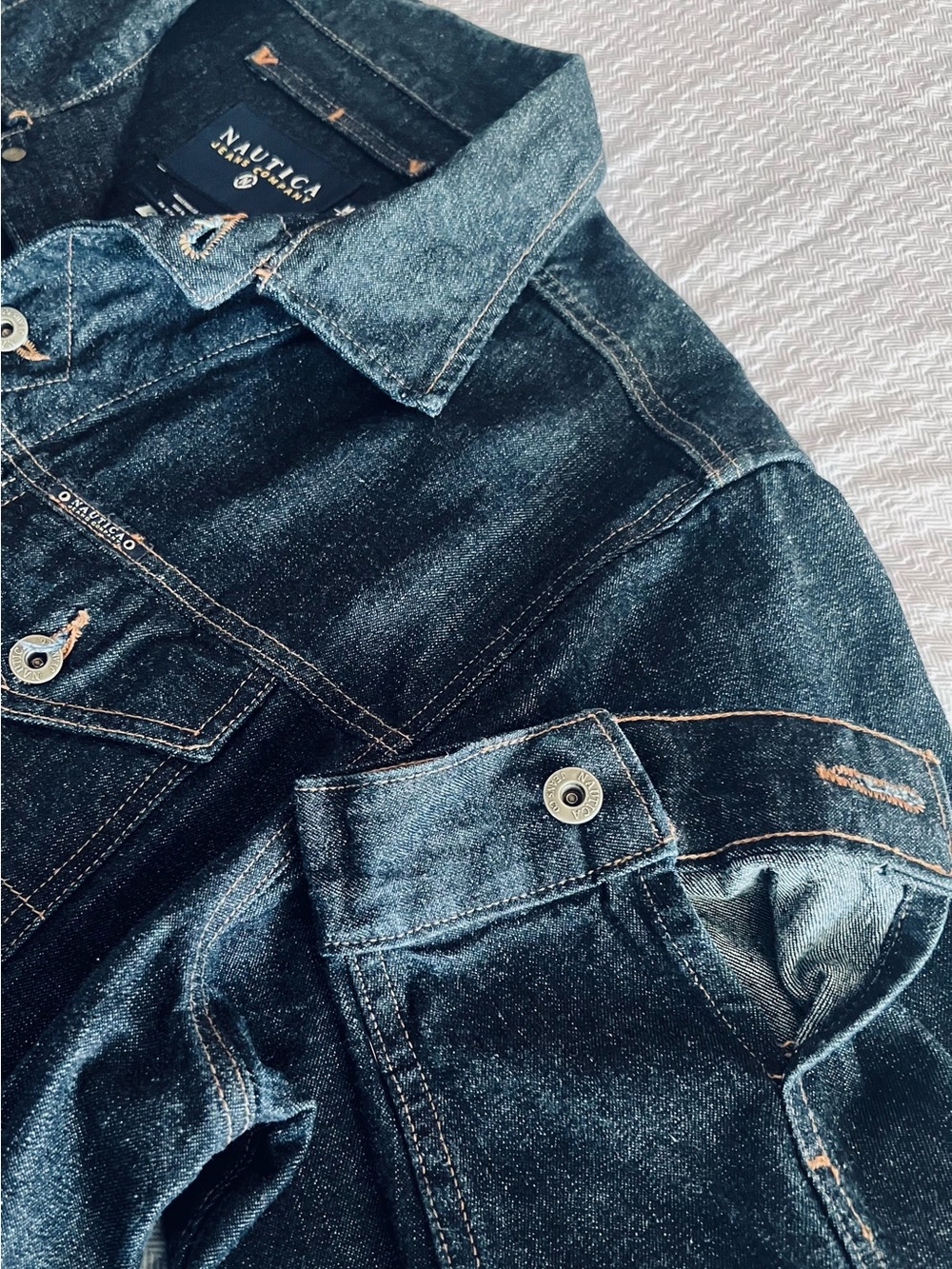 Vintage Y2K Náutica Men's Indigo Denim Jacket (oversized)